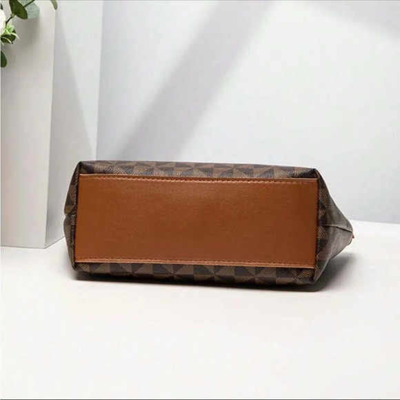 ⚠️Clearance Coffee Brown Triangle Pattern Shoulder Tote Bag - Picture 10 of 10